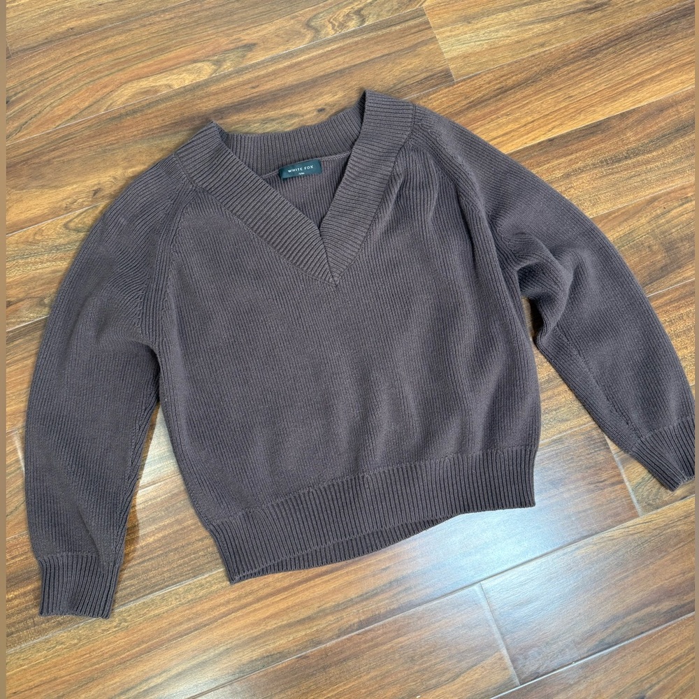 White Fox V-Neck Sweater